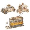 Vintage Car Bus Carriage Craft 3D Wooden Puzzle Self Assembly Jigsaw Educational Toys for Children Kids Adult Gift