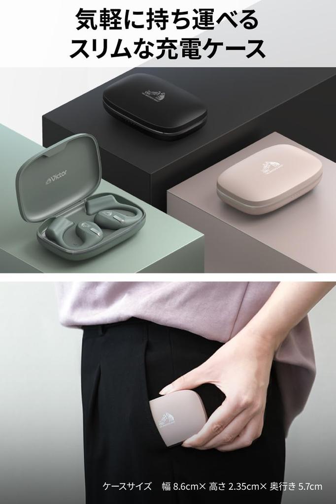 JVC Kenwood Victor Wireless Earphones Bluetooth Open Ear Listening Without Covering Your Ears Ear Hook Up To 38 Hours Playback Microphone Included