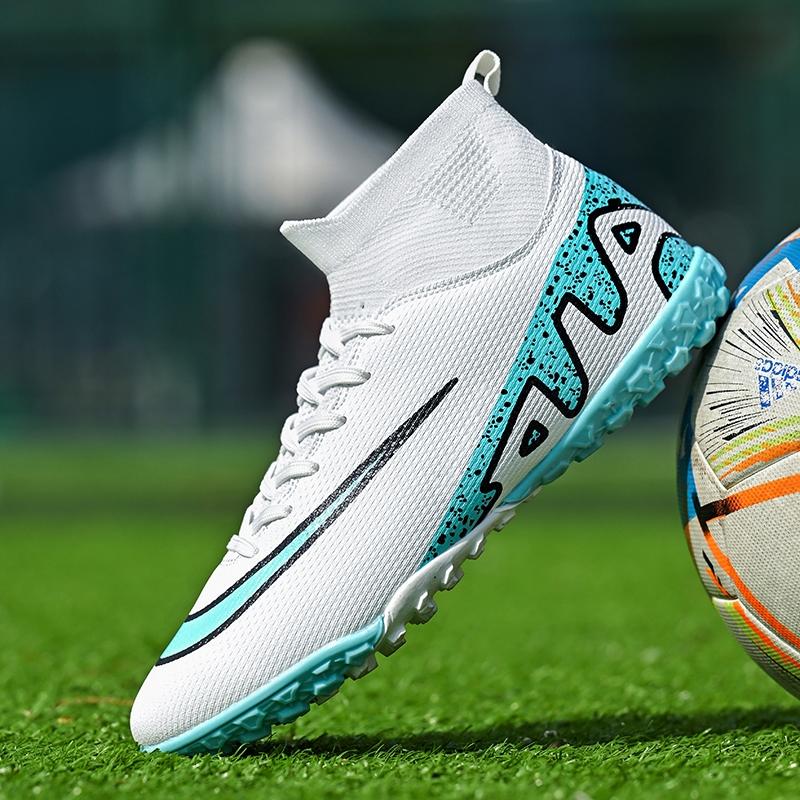 Новые мужские тренировочные футбольные бутсы с поддержкой голеностопа, детские шиповки, обувь для игры в футбол на траве TF/FG, для матчей, популярные, высококачественные, для футзала, для зала