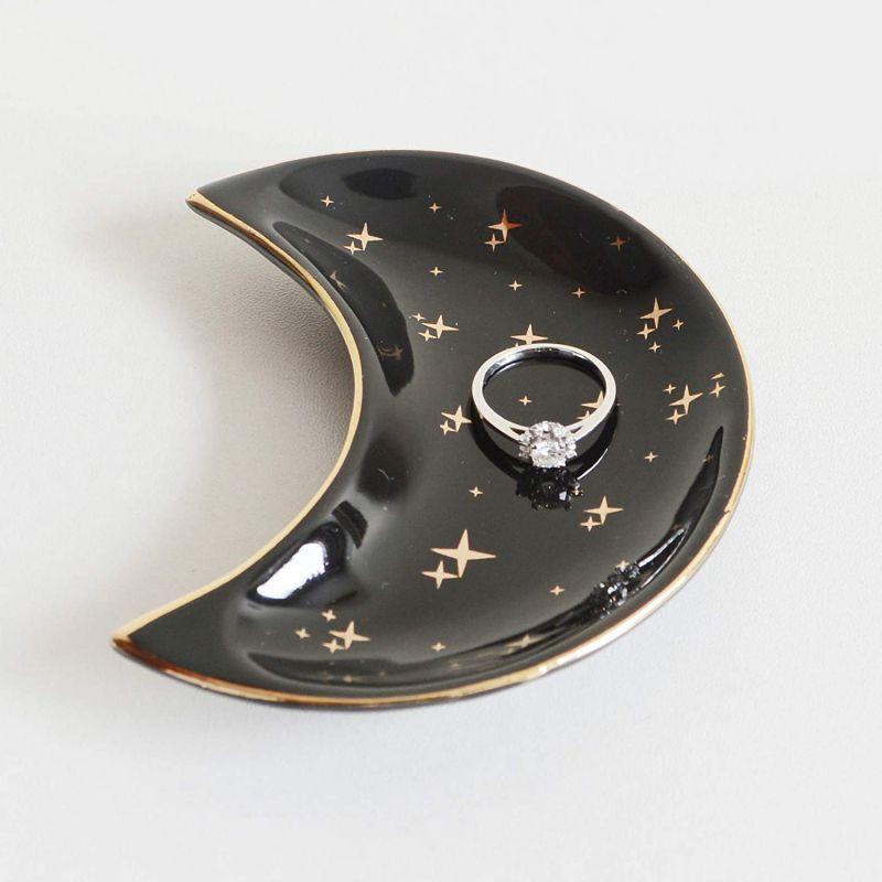 Ceramic Moon Shape Small Jewelry Dish Trays Earrings Necklace Ring Storage Plates Fruit Dessert Display Bowl Decoration Tray
