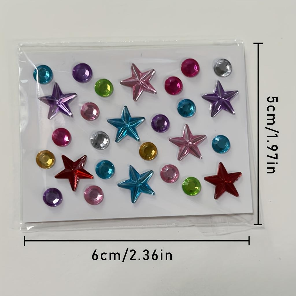 7 Packs Random Style Mini Crystal Gem Stickers, Self-Adhesive Multicolor Heart Star Flower Shapes for Crafts, Nail Art, Face and Body