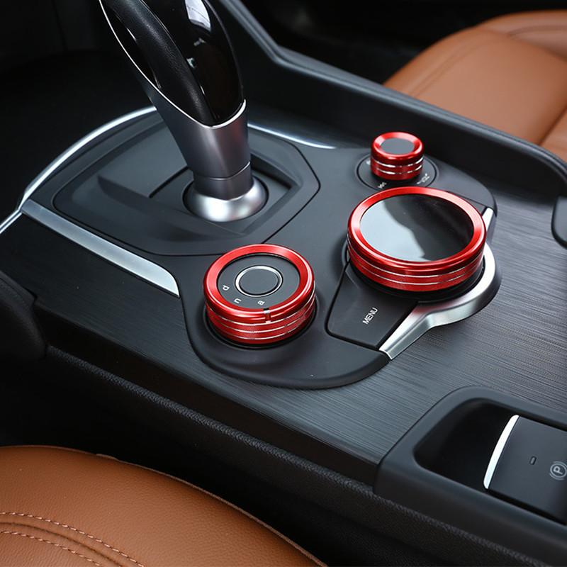 Автомобильный центр управления мультимедийной ручкой, кольцо, отделка, украшение, подходящее для Alfa Romeo Giulia Stelvio 2017-авто