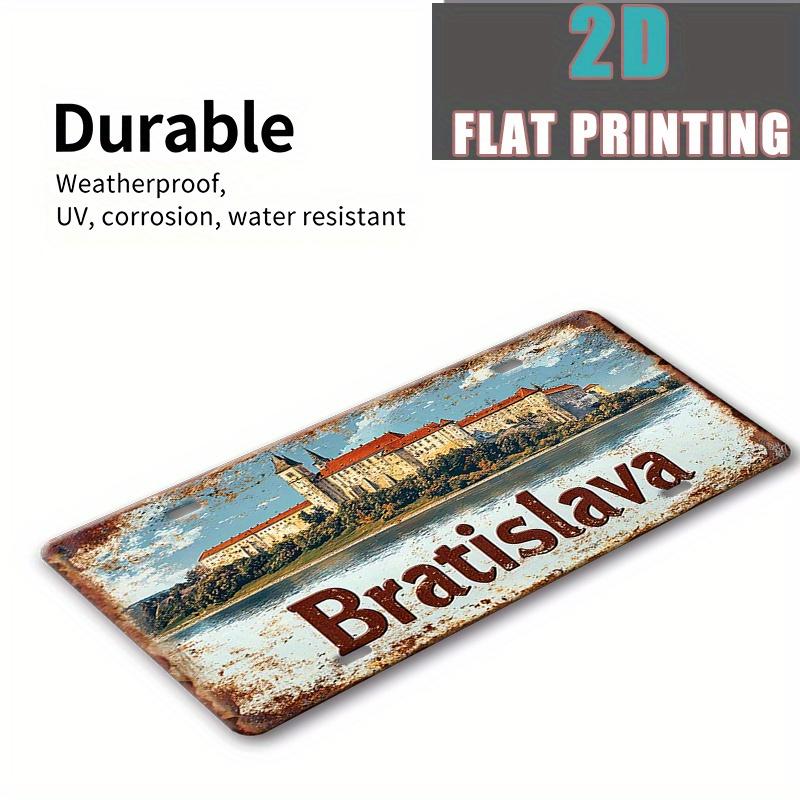 High Definition Metal Tin Sign Bratislava Castle Vintage License Plate Style Wall Art Decor for Home Garage Bar