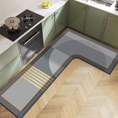 Коврик для кухни Nordic Light Luxury Diatom Mud Household L-образной формы, впитывающий воду, противоскользящий, быстросохнущий и простой в уходе