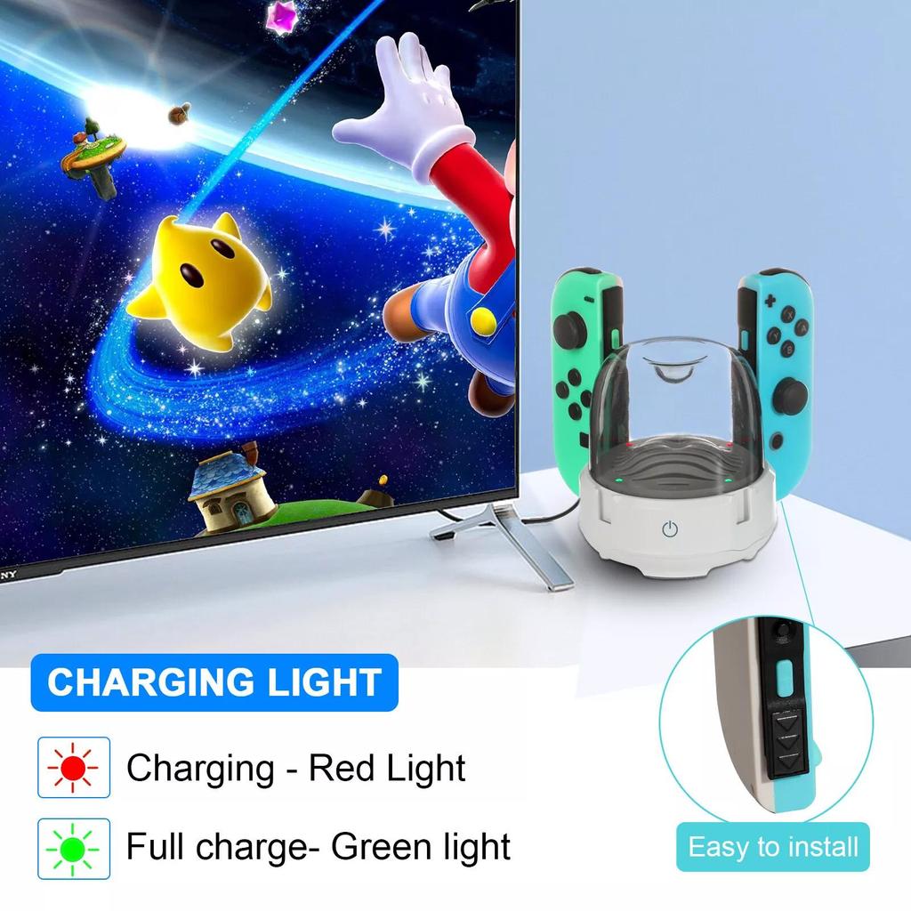 7-цветная светодиодная зарядная станция, совместимая с Nintendo Switch/Switch OLED Joy-Con, портативное зарядное устройство для контроллера Switch со светодиодной подсветкой и зарядным кабелем