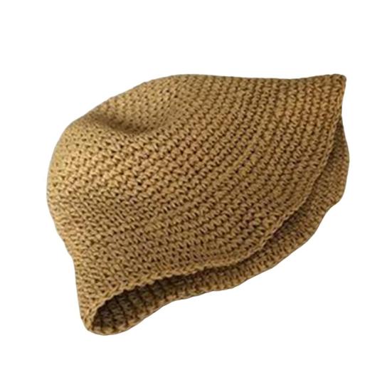 Summer Hat Versatile Solid Color Short Basin Knitted Straw Hat Fashion