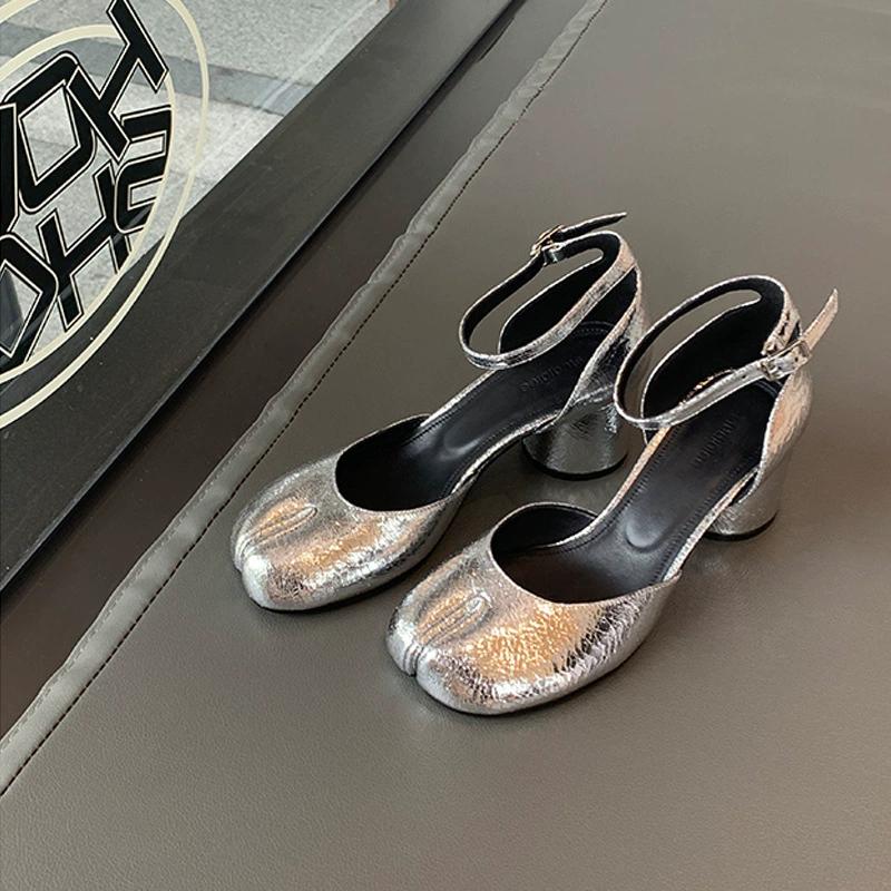 Современные туфли на каблуках женские круглые туфли на высоком каблуке из кожи квадратные туфли с раздвоенным носком туфли весна-лето сандалии туфли Мэри Джейн каблуки женские