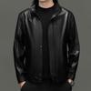 Yiliteng Men's Stand-Collar Leather Business Casual Jacket
