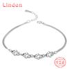 Lindon Women Zircon 925 Sterling Silver Jewelry Geometric Bead Chain Link Bracelet Fashion Fine Wedding Gift for Girlfriend