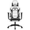 Gaming Chair with Footrest White and Black Faux Leather