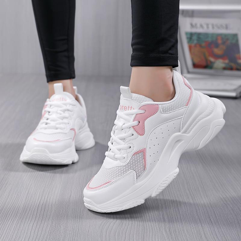 Женские кроссовки на платформе с дышащей сеткой, нескользящие повседневные удобные кроссовки на шнуровке, женские массивные кроссовки