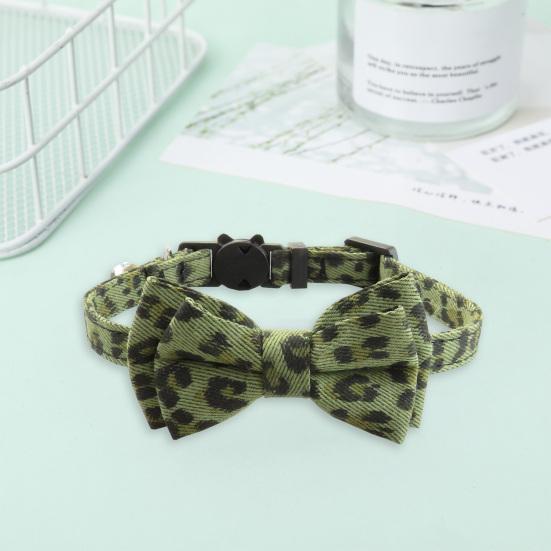 Ошейник для домашних животных с леопардовым принтом и колокольчиком, легкая ткань, цепочка на шею кошки, масштабируемый ожерелье для домашних животных