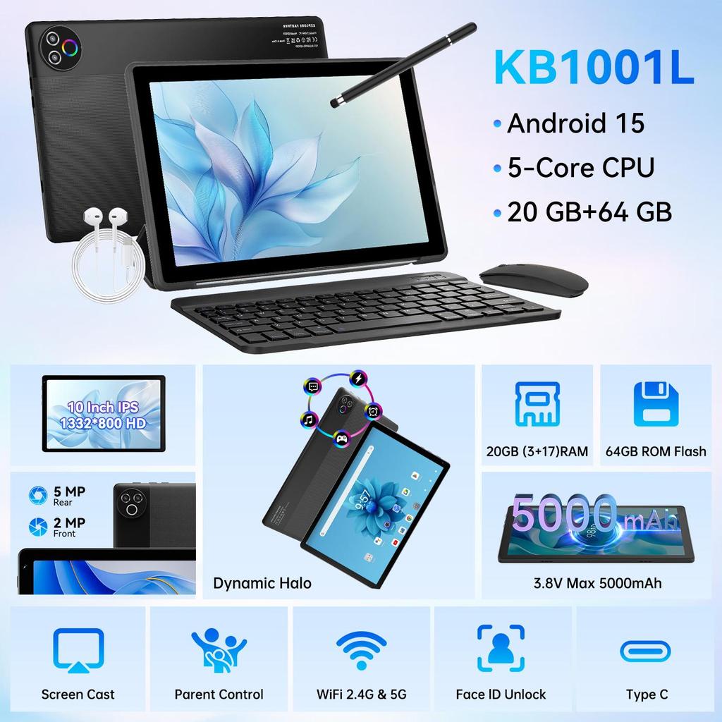 Современный планшет 20 ГБ + 64 ГБ Android 15 Tf(макс. 1 ТБ) С комплектом