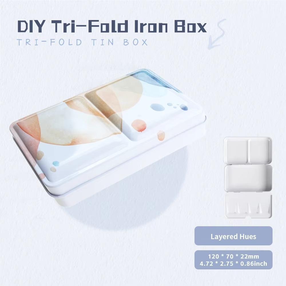Empty Folding Iron Case Foldable Watercolor Paint Box Portable Art Supplies Box  Watercolor Paint