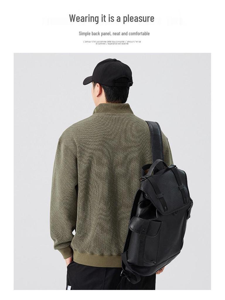 Мужская модная толстовка с полумолнией, тяжелая, Осень 2025 - Длинный рукав, Повседневный стиль