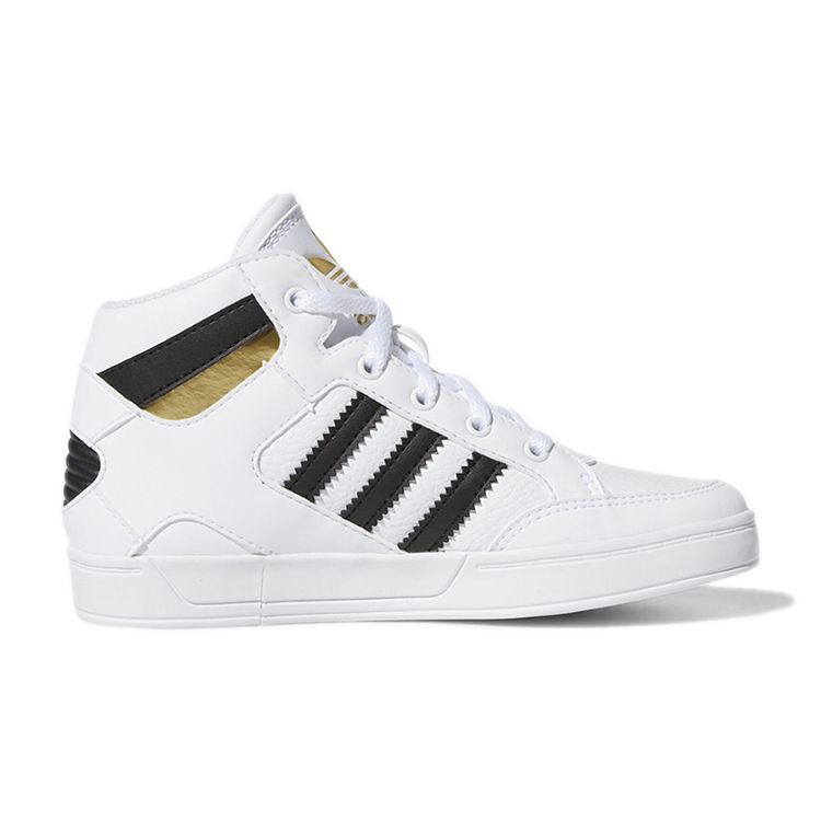adidas Originals Hardcourt Hi Повседневные спортивные высокие детские кеды для скейтбординга Детские кроссовки Белый Черный Золотой FV5737