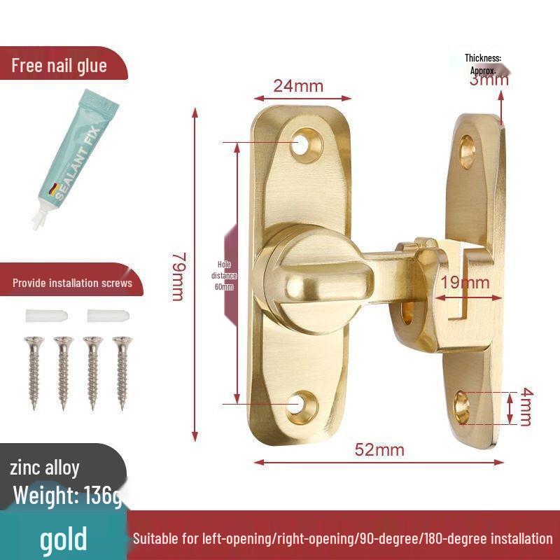 Замок амбарной двери 90°: Защелка без сверления, Карманная пряжка для раздвижной двери, Антивандальный болт
