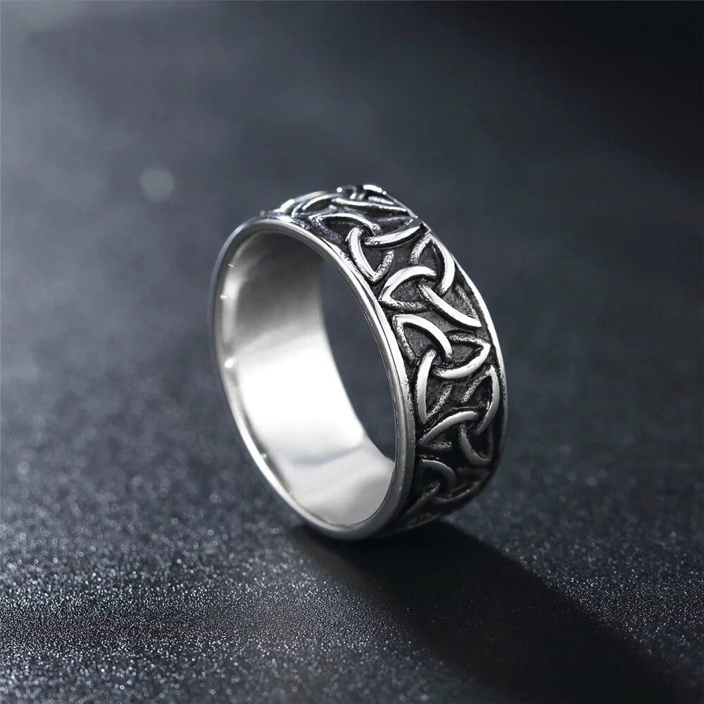 Nordic Stainless Steel Viking Ring Men Amulet Retro Odin Celtics Knot Trinity Rings For Men Fashion Jewelry Gift Wholesale