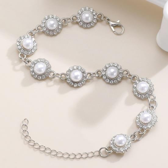 3Pcs/Set Women Jewelry Set Rhinestones Inlaid Imitation Pearls Charm Necklace Drop Earrings Bracelet Set Dating Commuting Jewelry