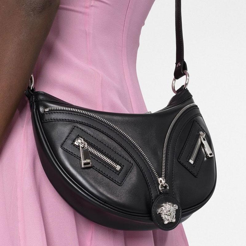 Versace Small Repeat Shoulder Bag Black Palladium Women Shoulder_bags 1007680-1A05878-1B00P