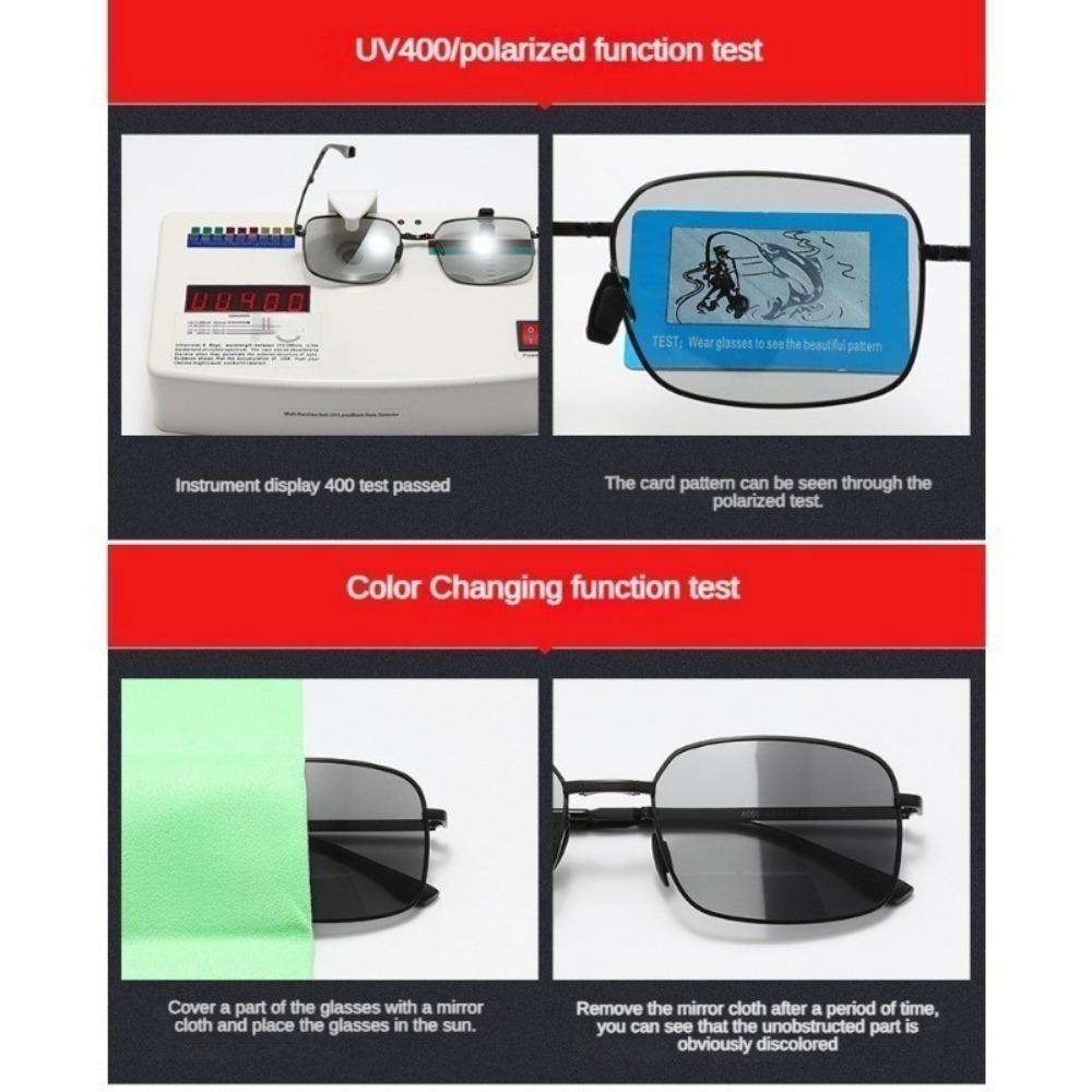 3 шт. Модные складные фотохромные солнцезащитные очки для улицы, поляризационные очки для вождения, вождение с оправой из сплава, квадратные очки для мужчин