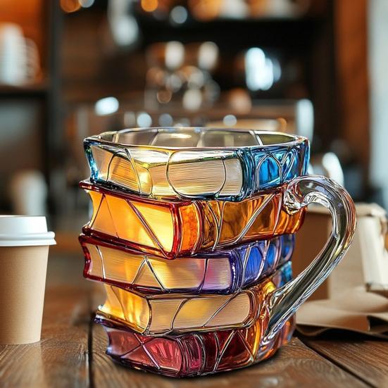 Кружка для кофе Yousheng 3D в форме книги с ложкой, расписанная вручную, кружка в стиле ретро, вдохновленная романом, чашка для горячих и холодных напитков, подарки для книголюбов, для офиса