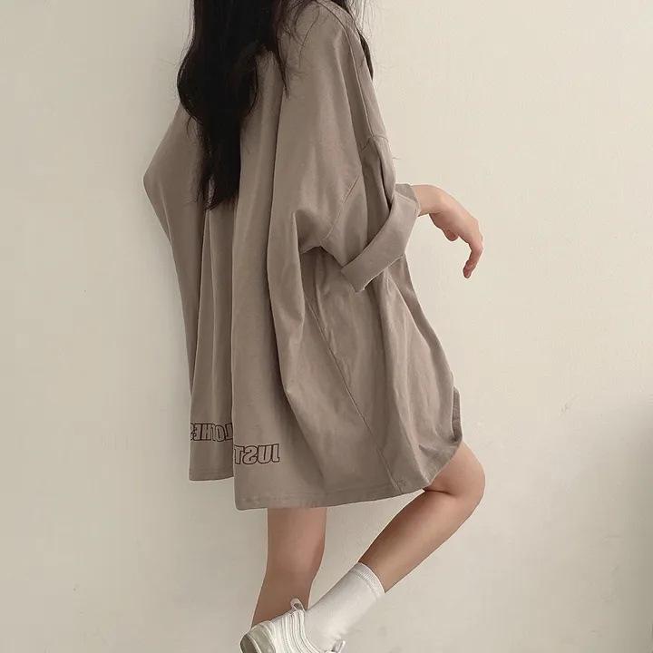 Spring Solid Simple Oversized T-shirt Summer Women Harajuku Long T Shirt Goth T-shirts Split White Black Long Sleeve Tops