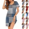 Womens Summer Dresses Short Sleeve Linen Casual T-Shirt Dresses Swing Beach Midi Dress Sundresses With Pockets