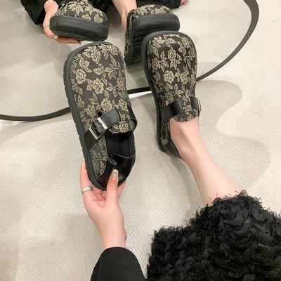 Туфли в национальном стиле в стиле ретро, женские, весна 2025, новые, мягкие, одинарные туфли с мягкой подошвой, ленивые, повседневные, универсальные, обувь Boken