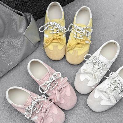 Кожаные ретро немецкие тренировочные кроссовки женские, цветные, кроссовки Форреста Гампа, новинка 2025 года, кожаные дышащие, с мягкой подошвой, спортивные повседневные белые кроссовки