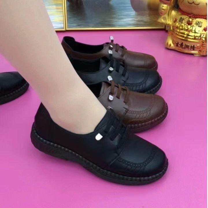 Super Soft Leather Beef Tendon Sole Women's Shoes Soft Sole Soft Surface Non-slip Casual Versatile Middle-aged and Elderly Single Shoes