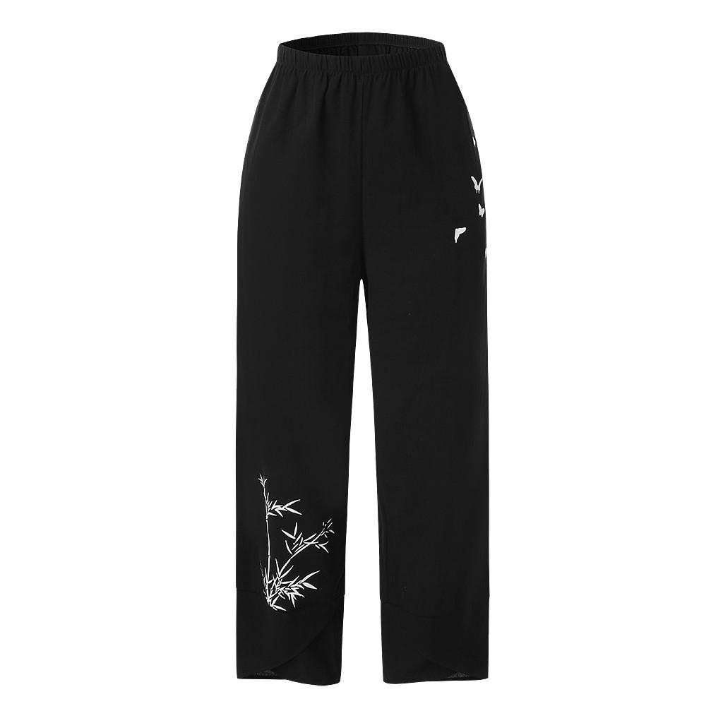 Женские повседневные брюки с цветочным принтом и эластичной резинкой на талии, широкие брюки, брюки