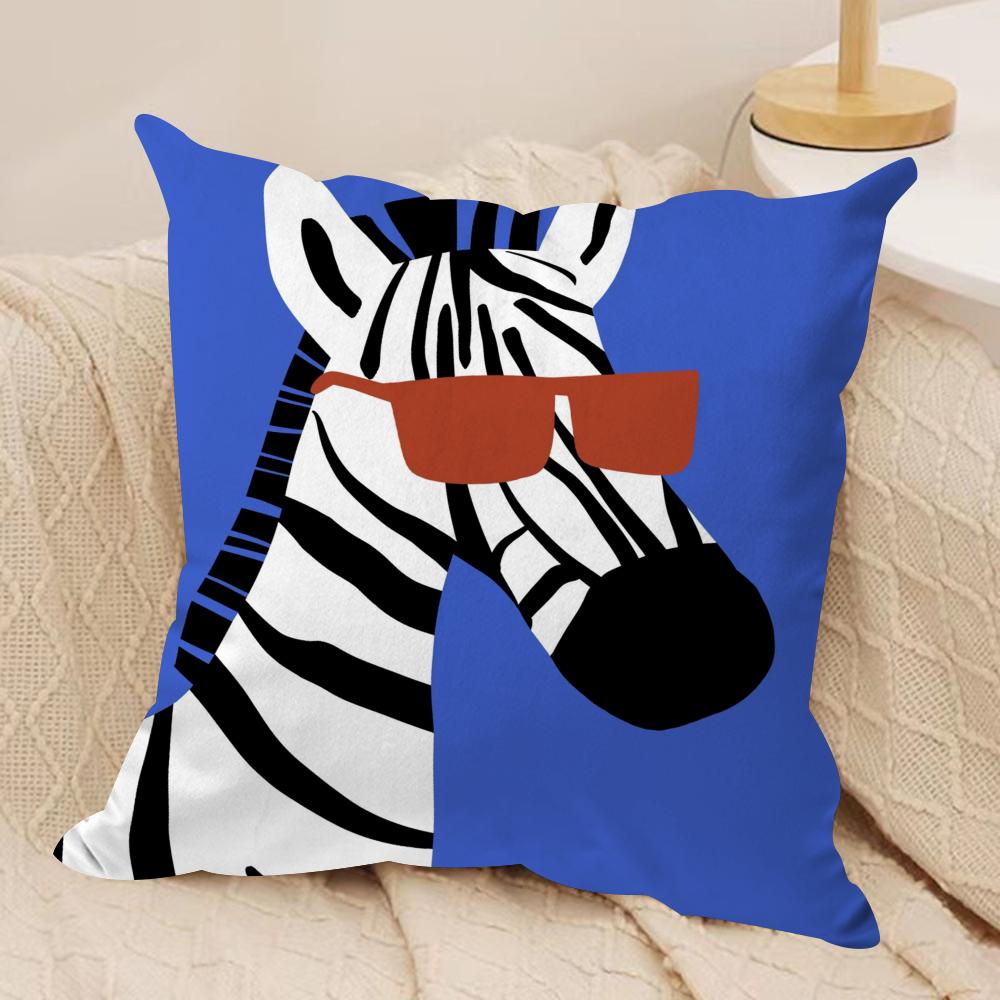 Cartoon Animal Cute Cushion Cover Silky Short Plush Double-Sided Printed Pillow Case for Sofa All Seasons Home Decor Gift