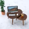 2Pcs 1:12 Small Smooth Surface Wooden Tea Table Models Vivid Play House Coffee for Micro Landscape