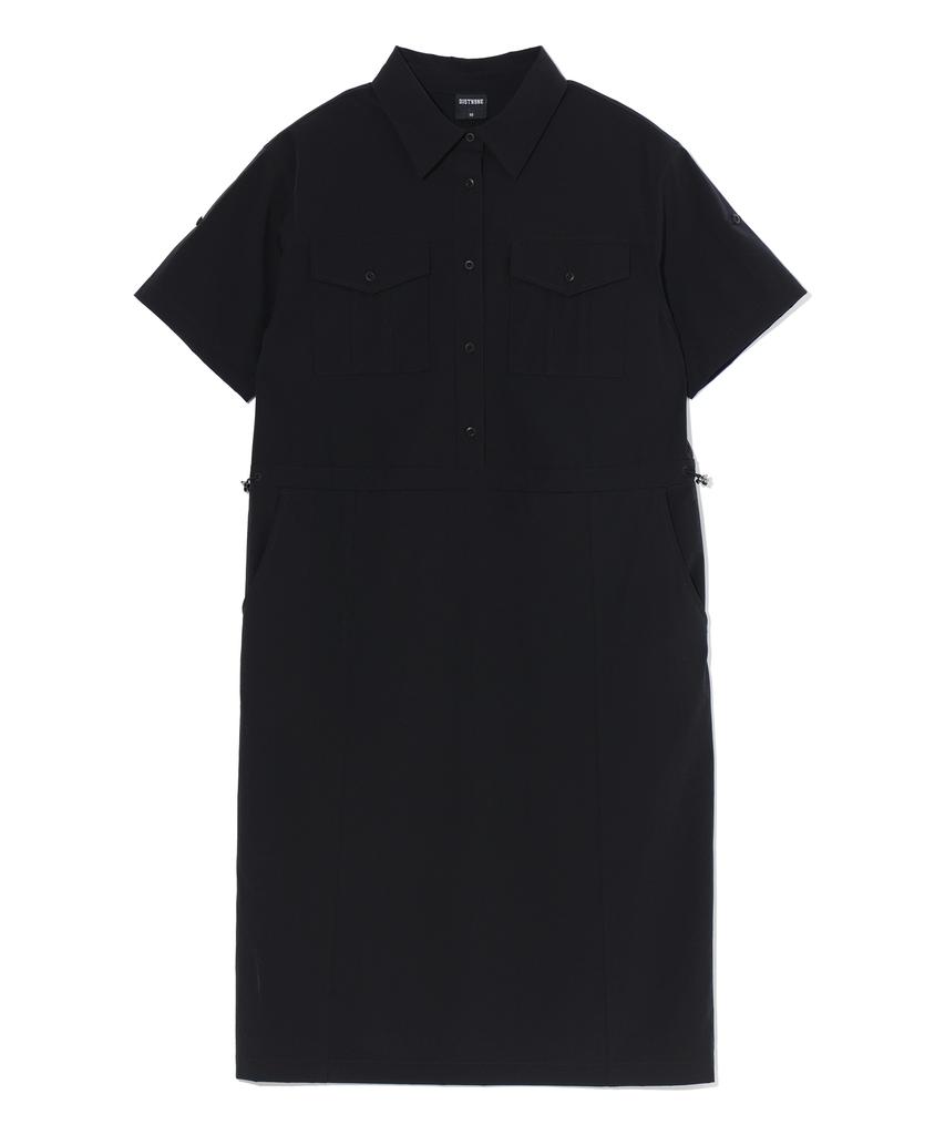 Dist Nine Pocket Short Sleeve Collared Dress Black (Lp2Of221-076)