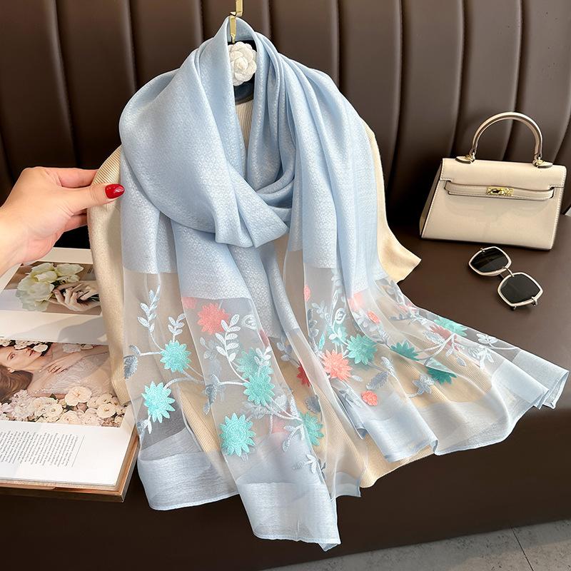 Luxurious Silk Blend Scarf - Soft, Breathable, Windproof, and Elegant Solid Color Shawl for Casual Travel, Beach, and Daily Wear