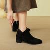 Pointed Short Boots Women's New Simple Temperament Sheepskin Medium Heel Fashion Boots Ankle Boots