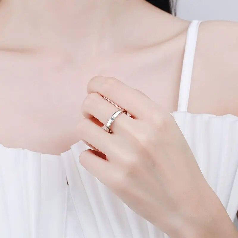 0.3CT Princess Cut Moissanite Engagement Ring for Women Men Colorless Diamond Weddig Bands Sterling Silver Bridal Gift