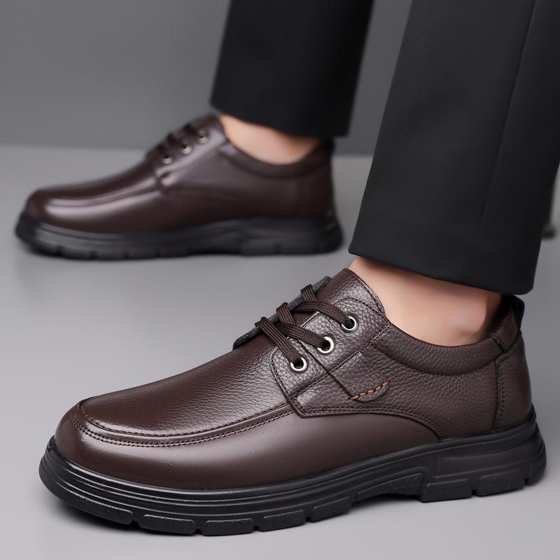 Fashion Leather Mens Oxfords Shoes Casual Wedding Dress Footwear 2025 New Men Walking Shoes Soft Flats Lace-up Formal Business Shoes