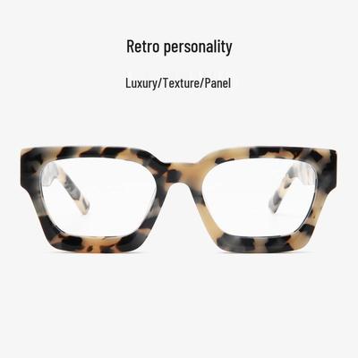 Европейская и американская ретро толстая квадратная металлическая оправа для очков с широкими дужками и многоцветными линзами (Плано) 