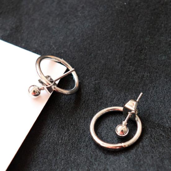 Женские простые полые круглые двухсторонние куртки, серьги-гвоздики, ювелирные изделия