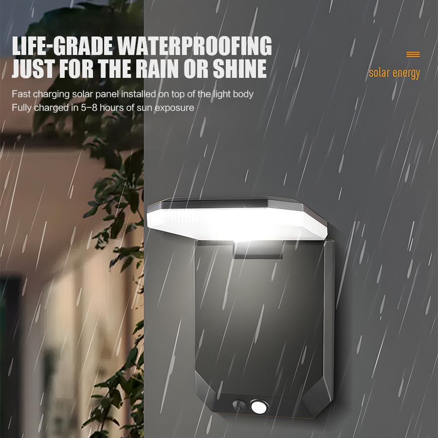 D2 Уличный настенный светильник на солнечных батареях с датчиком движения, складной на 120°, регулируемый светильник для двора, 3 режима, для коридора, балкона, солнечная лампа для улицы