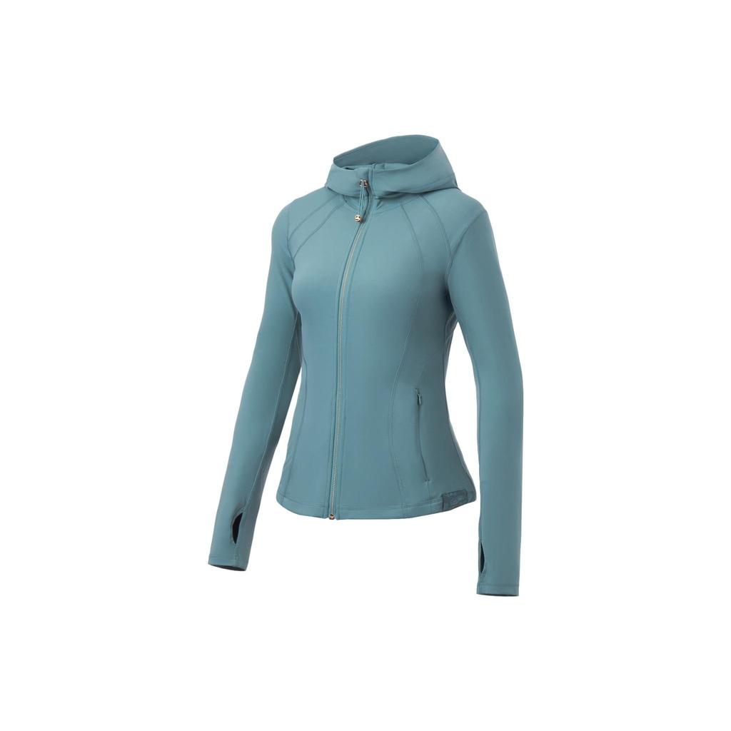 Li Ning Fitness Series однотонная светоотражающая облегающая толстовка с капюшоном на молнии, женская толстовка с капюшоном цвета лайм-зеленый AWDT122-4