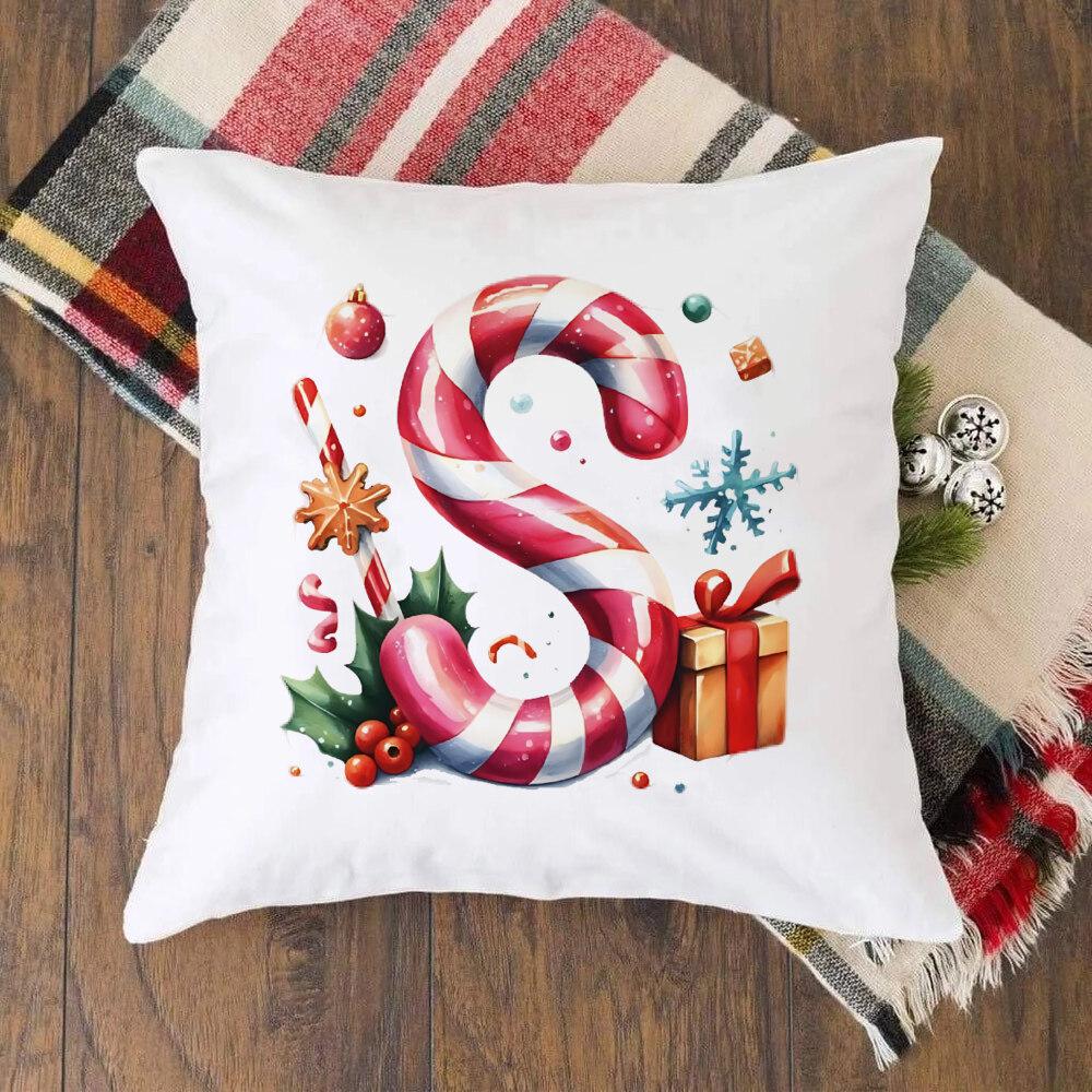 Чехол для подушки для детской спальни с рождественским рисунком 26 букв с Санта-Клаусом Чехол для подушки для дивана Рождественский декор для вечеринки Подарки для семейных детей