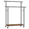 SONGMICS HOME Clothes Rack, Clothing Rack On Wheels, Portable Garment Rack, with 1 Clothes Hanging Rail, Matchstick-Shaped Hooks