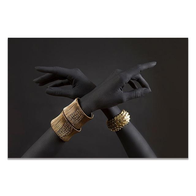 Африканская женщина в золотых украшениях, настенная живопись, постер на холсте и настенные художественные принты для современного домашнего декора без рамки