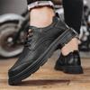 2024 Fashion Men's Casual Shoes New Soft Rubber Solid Colors Non Slip Leather Shoes Man Casual Leather Round Head Lace Up Shoes