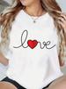 (Asian Size) Love Letter Trend Cute Print Fashion Female Tee Top Women Clothing T Shirt Woman Short Sleeve Graphic T-shirts