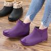 Rain Shoes Women's Trend Low Tube Flat Rain Shoes Can Be Worn Outside Cotton Rain Boots Work Fashion Short Tube Women's Shoes