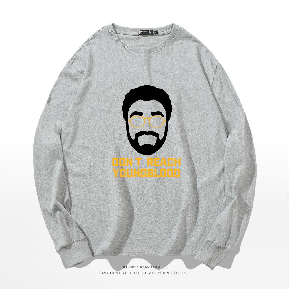 European and American trendy brand long-sleeved t-shirt male Uncle Drew avatar t-shirt spring and autumn printing round neck pure cotton loose 